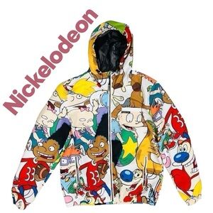 Nickelodeon X Members Only Windbreaker Hoodie Cartoon Rugrats Jacket Sz M